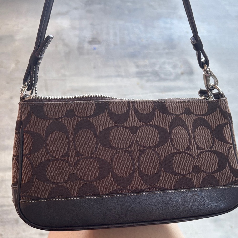 Coach Dark Brown Signature Shoulder Bag